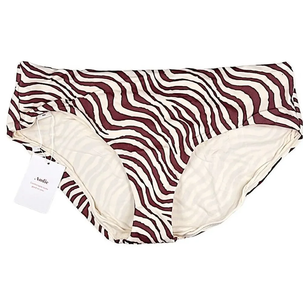 Andie Swim The Hipster Bikini Bottom Bias Stripe Truffle NWT XL